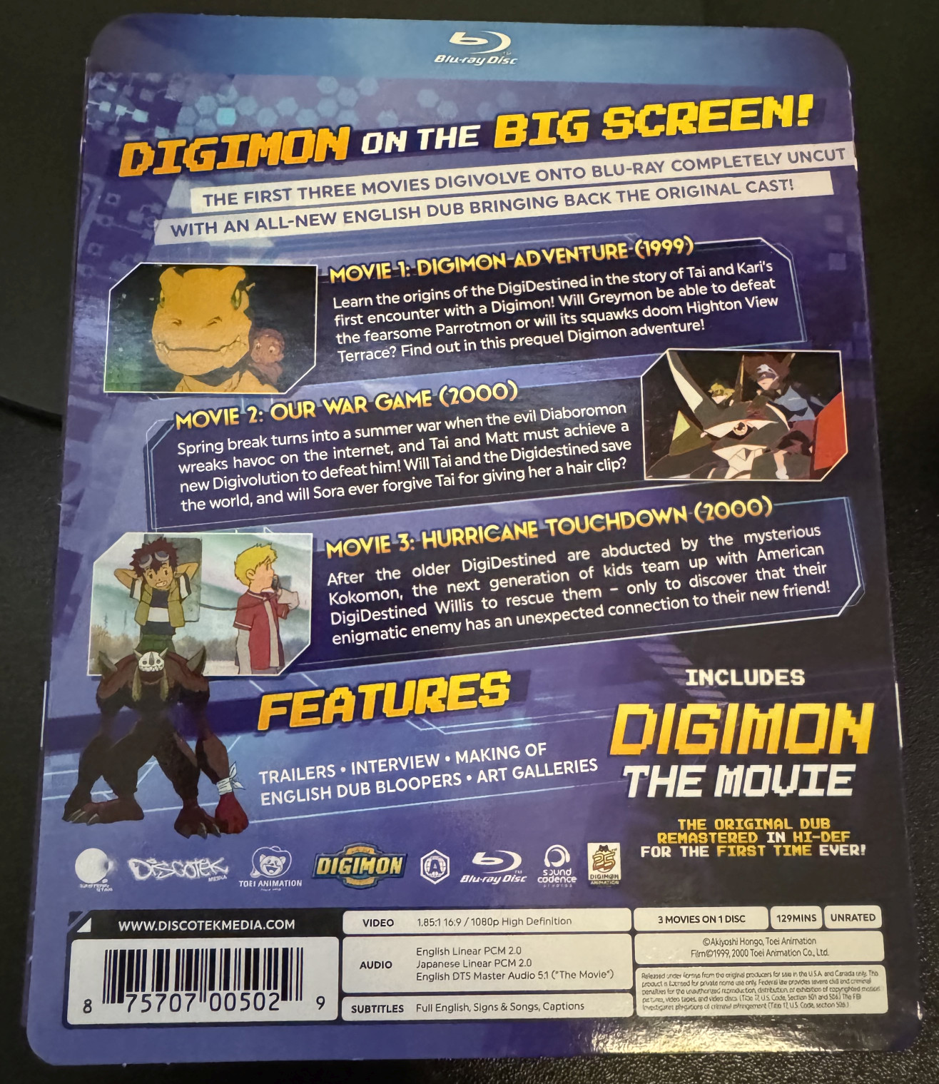 Digimon the Movies 1-3 Collection (& Digimon the Movie) Blu